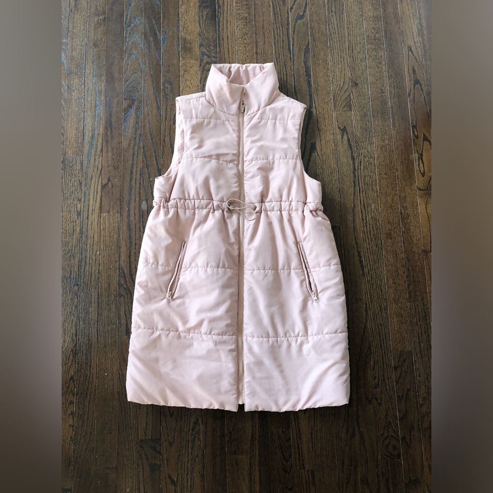 Motherhood Womens M Sleeveless Long Pregnancy Puffer Vest w/Pockets - Light Pink - Picture 3 of 13